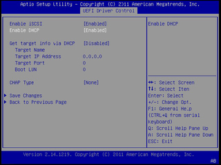 image:This figure shows the dialog box to enable iSCSI boot.
