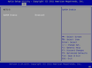 image:This figure shows the BIOS Option ROM settings within the IO Menu.