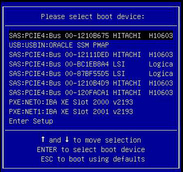 image:Select Boot Device menu in RHEL 6.1 legacy BIOS mode.
