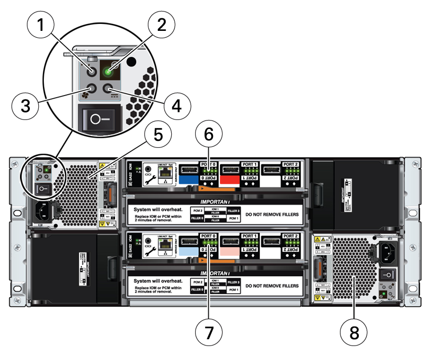 image:Picture showing storage shelf back panel with callouts to components.
