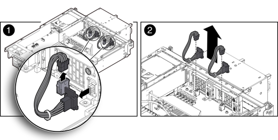 image:Figure showing how to remove the fan power cables.