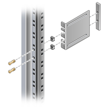 image:Figure showing how to secure the brackets to the rack.