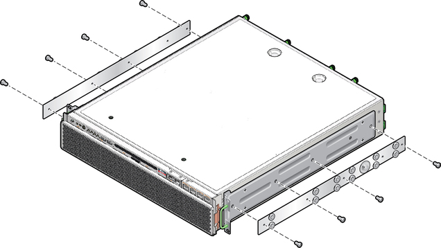 image:Figure showing where to install glides to the server chassis.