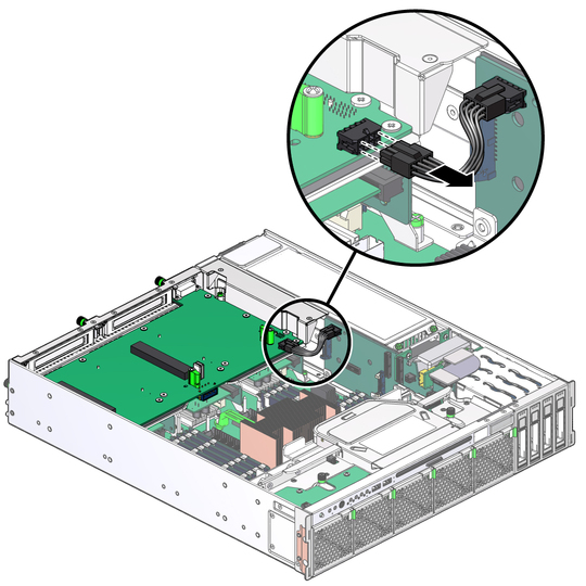 image:The illustration shows removing the PCIe2 mezzanine board.