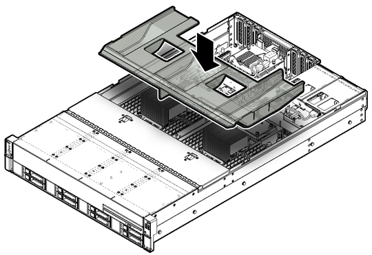 image:Figure showing how to install the air baffle.