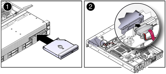 image:Figure showing a DVD drive being installed in the chassis.
