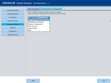 image:This figure show the Service Processor Configuration screen.