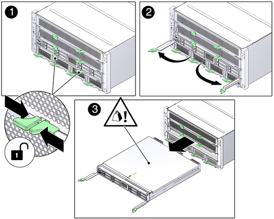 image:Graphic showing how to remove the main module from the server.