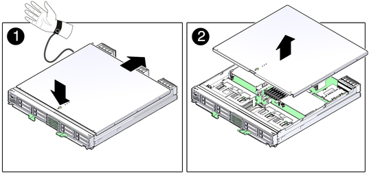 image:Graphic showing how to remove the main module cover.