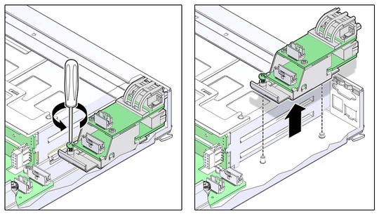 image:Graphic showing how to remove the front I/O assembly.
