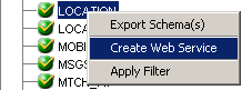Create Web Service menu