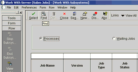 Work With Server (Subm Jobs) window