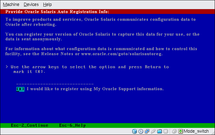 image:This text screen enables you to select either anonymous use or registered use of Auto Registration.