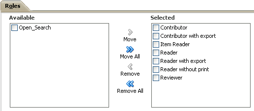 Context Templates page, Roles tab