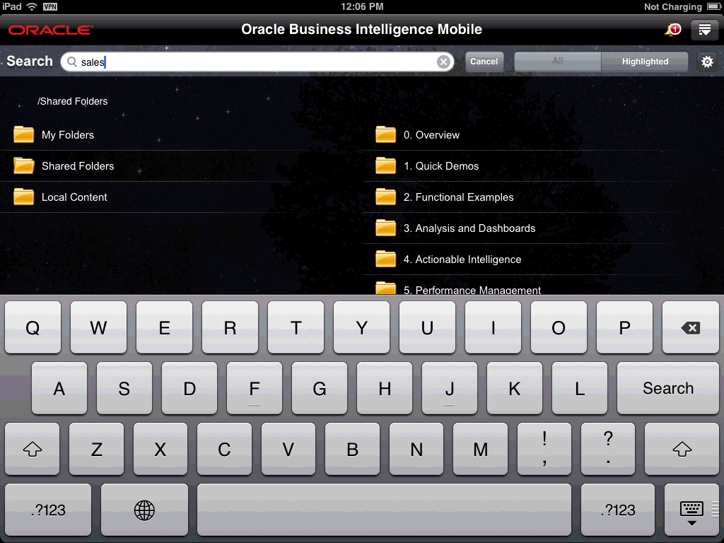 Searching by tapping the keyboard’s Search button.