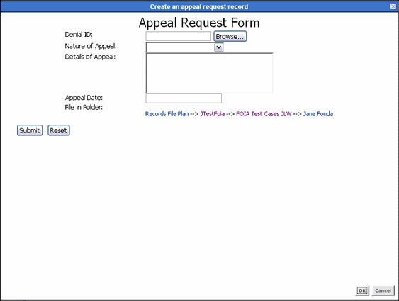 Text describes the Appeal Request Form.