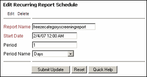 Surrounding text describes the Edit Recurring Report Page.