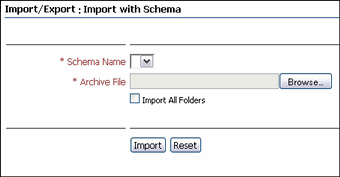 Surrounding text describes the Import with Schema Page.