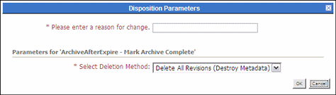 Surrounding text describes the Disposition Parameter Dialog.