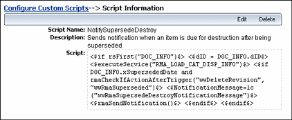 Text describes the Custom Script Information Page.