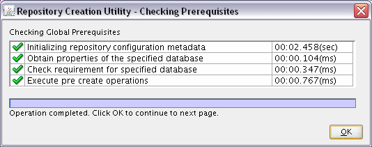 checking prerequisites for database connection