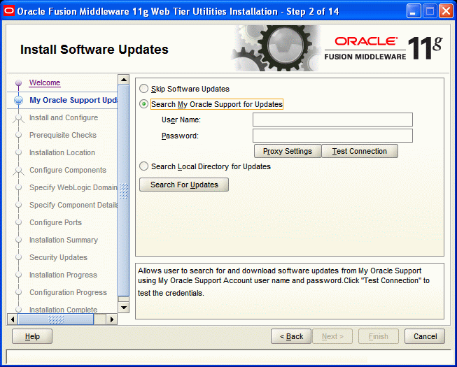 Install Software Updates screen