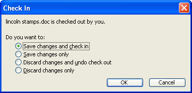 Check In Dialog for File with Changes