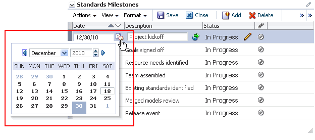 Popup calendar for date selection