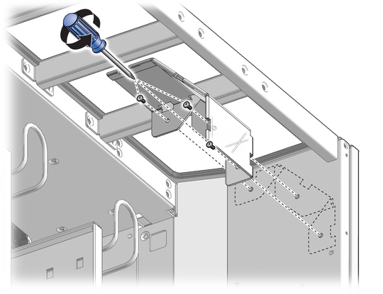image:Figure showing how to install the right cable bracket facing downward.