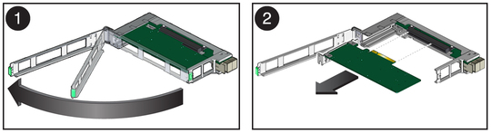 image:Figure shows how to remove an I/O card from a carrier. 
