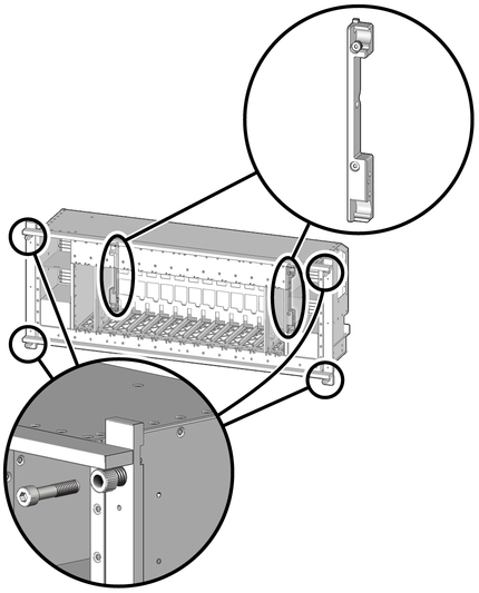 image:Figure shows screws for the card cage. 