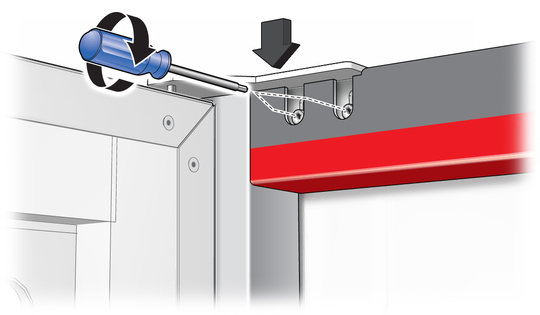 image:Figure shows how to secure the upper hinge bracket. 