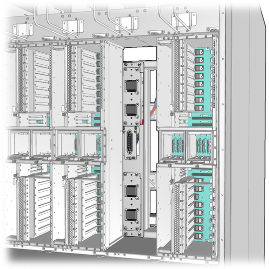 image:Figure shows a typical support bracket behind a row of I/O units. 