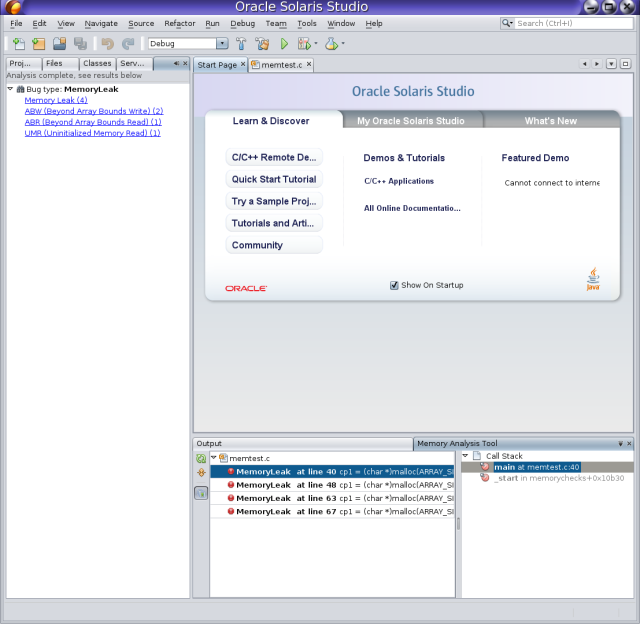 image:Screen capture of IDE with Memory Access Errors running