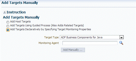 Add target declaratively by specifying target monitoring properties