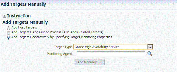 Add Targets Manually page