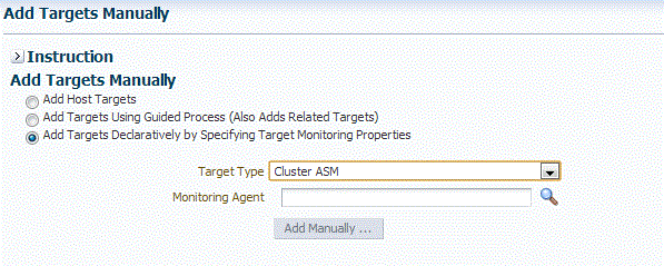 Add Cluster ASM targets manually