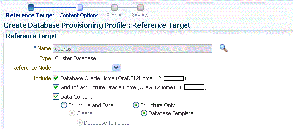 Database Provisioning Profile Reference Target Section