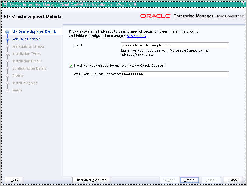My Oracle Support Details Screen