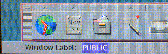 image:L'écran affiche la bande de confiance sans le symbole de confiance et avec une étiquette d'espace de travail PUBLIC.
