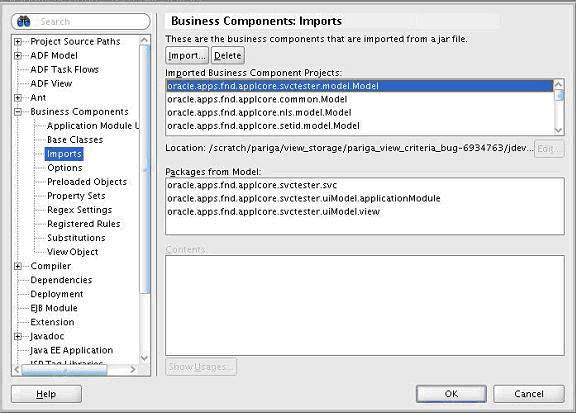 Importing business components
