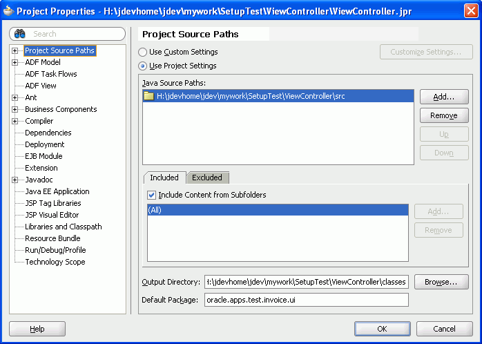 Project Properties - Project Source Paths dialog.