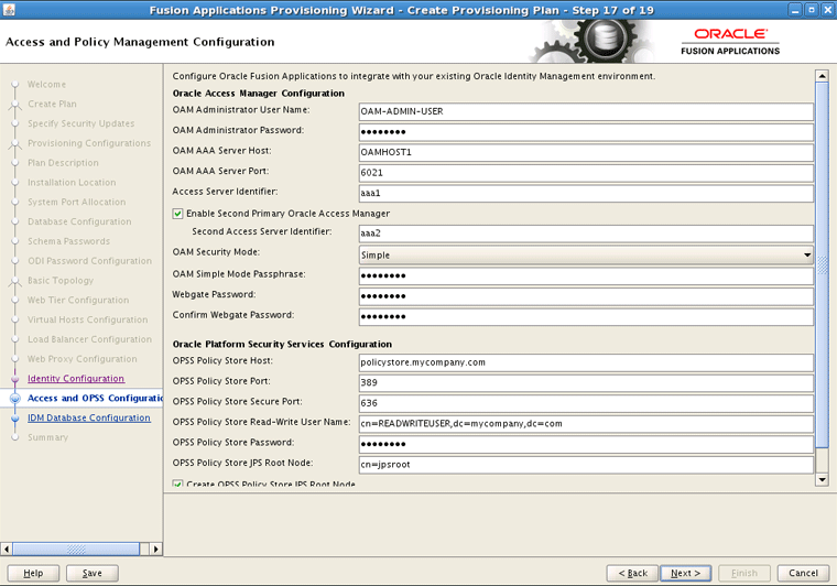 Access and Policy Management Configuration Screen (1)