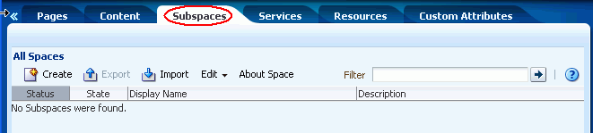 Space Administration: Subspaces Page