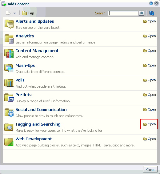 Search Section in the Resource Catalog