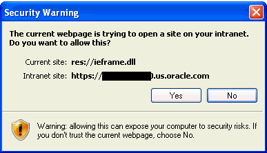 graphic shows an IE security warning dialog