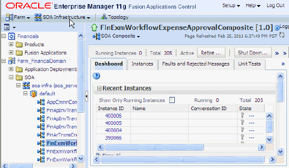 Checking SOA Deployment from the EM