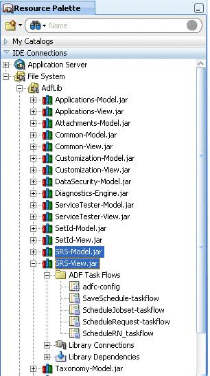 Displaying the list of available task flows.
