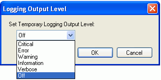 Logging Output Level dialog box.