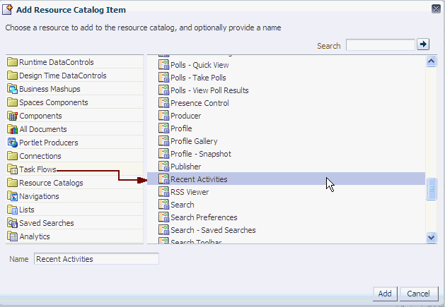 Adding the Notes Task Flow to a Resource Catalog